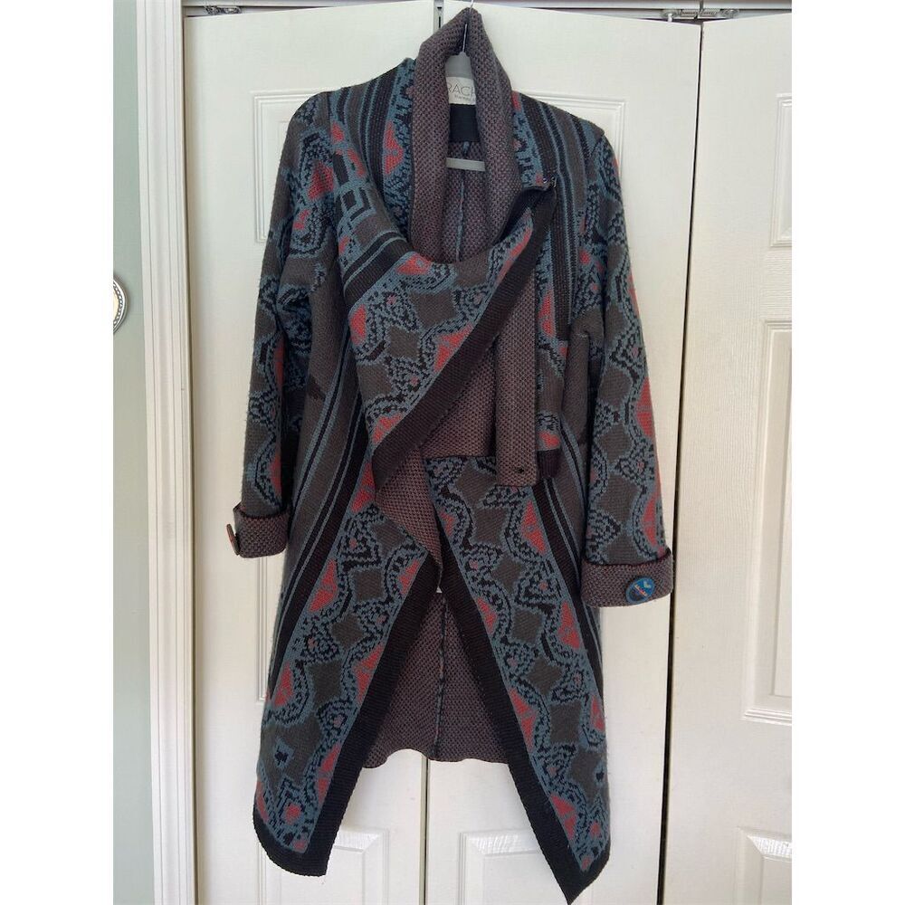Rachel Roy Women's XXL Geometric Knit Kimono Coatigan Multicolor
